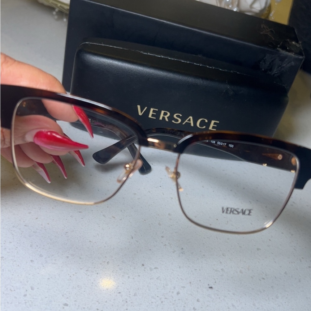 Versace Men's Glasses with Black and Gold Frame
